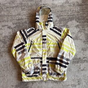 Vintage Burton Striped Cream Yellow Gore-Tex Ski Jacket Y2K